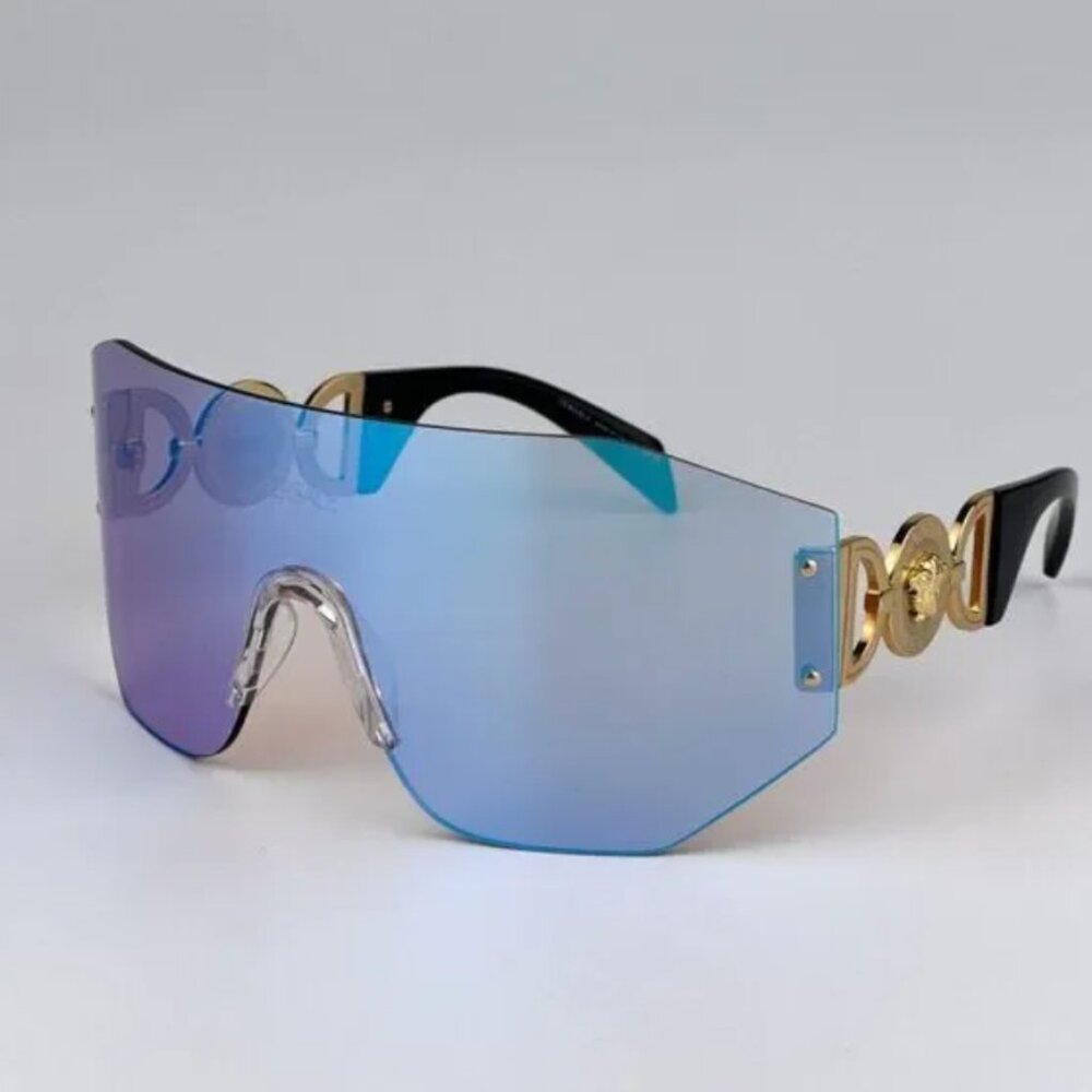 NEW Versace Pink Mirrored Blue Shield Unisex Sunglasses